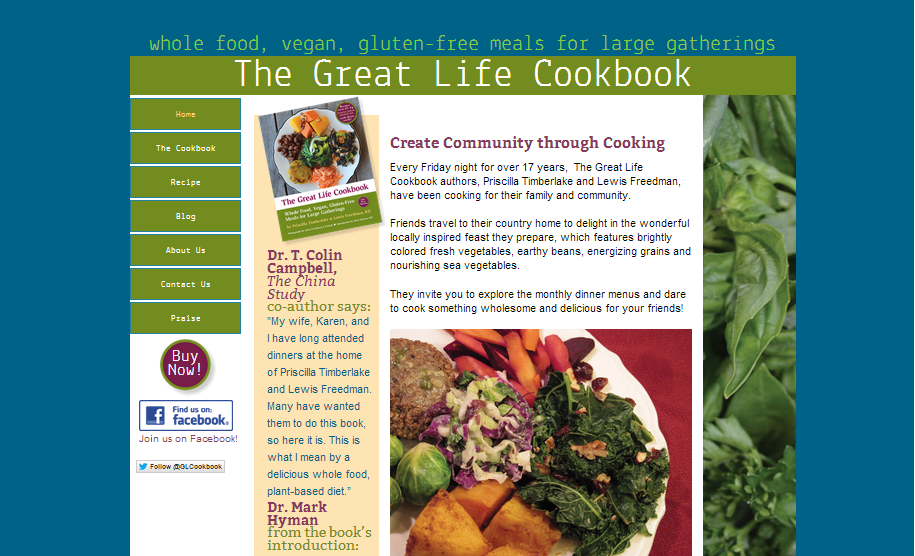 The Great Life Cookbook. Site design based on a published book and originally laid out by that book's designer. My job was to convert this site into a Responsive Web Design site while maintaining the look-and-feel of the original site.